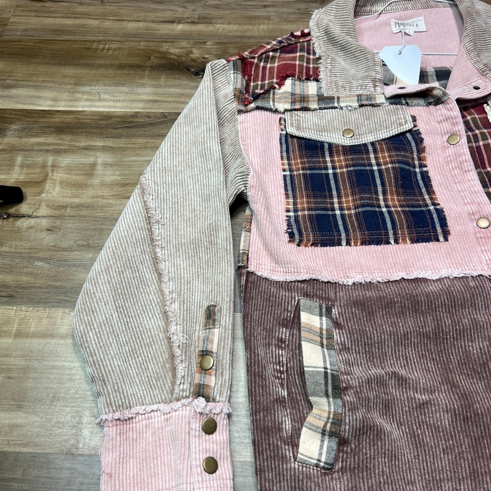 Oli &Hali Washed Patchwork Star Corduroy Jacket S – Plaid Flannel Boho Shacket R - Picture 8 of 16